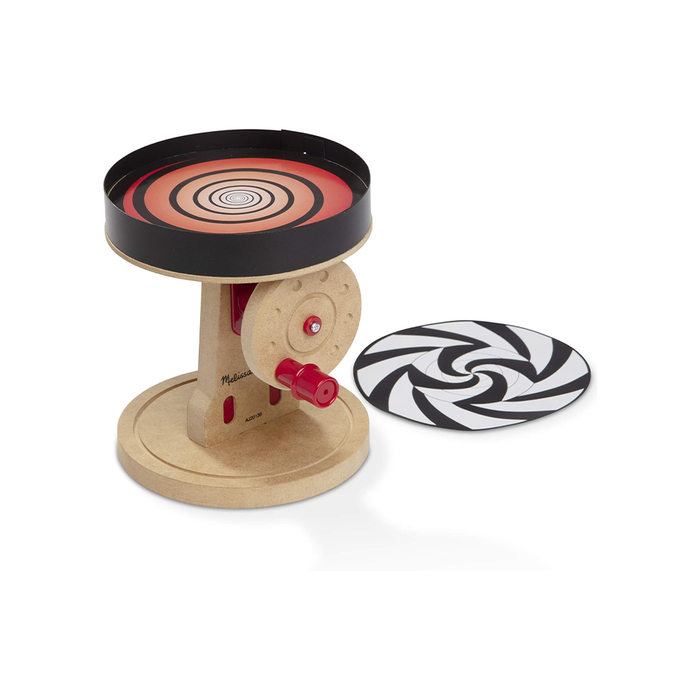 wooden optical illusion device